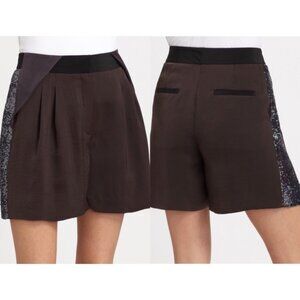 Rebecca Taylor Silk Sequin Tuxedo Shorts Sz 8